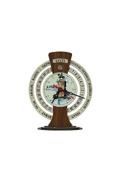 e38 EL İŞÇİLİĞİ KAYSERİ ATATÜRK HEYKELİ TAKVİMLİ MASA SAATİ 25x20 cm- 6012