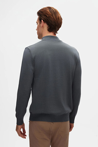 D'S Damat Ds Groom Regular Fit Ocean Blue Cotton Blended Half Fisherman Knitwear Sweater