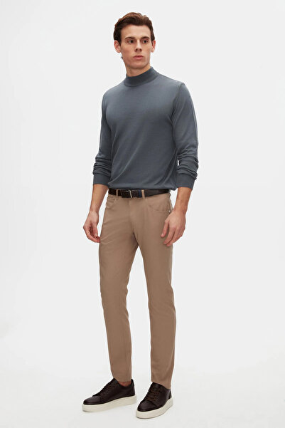 D'S Damat Ds Groom Regular Fit Ocean Blue Cotton Blended Half Fisherman Knitwear Sweater