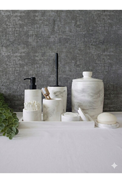 Ture Concept Σετ μπάνιου με εφέ μαρμάρου με μαύρη αντλία και μαύρη βούρτσα