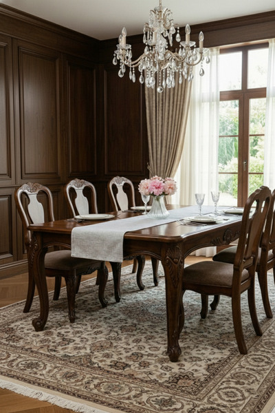 Finezza Linen Printed Cotton/Linen Silver Runner 40*140 cm - 682