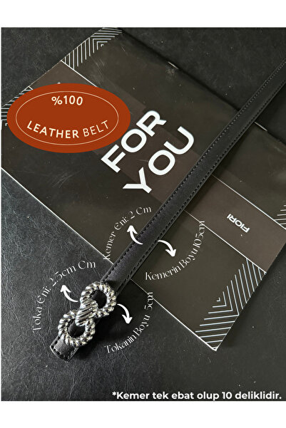 Fiori Genuine Leather Curved Twist Buckle Thin Women's Belt, Jacket Belt, Shirt Belt, Dress Belt