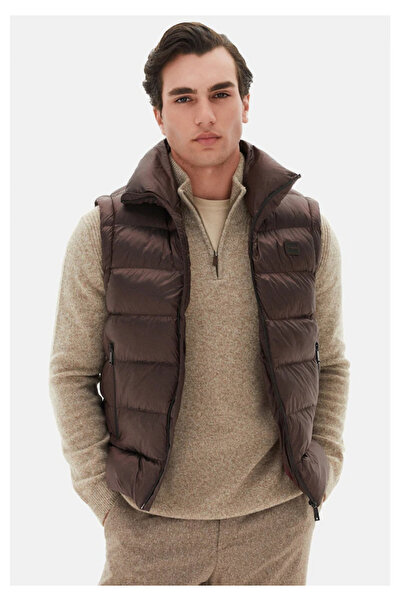 Twn Slim Fit Claret Red Απλό Γιλέκο Παλτό