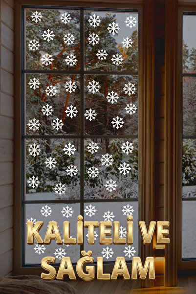 New Jargon 40 Adet Kar Tanesi Cam Sticker - Yılbaşı Sticker- Yılbaşı Dekoru Çocuk Odası Bebek Odası Sticker