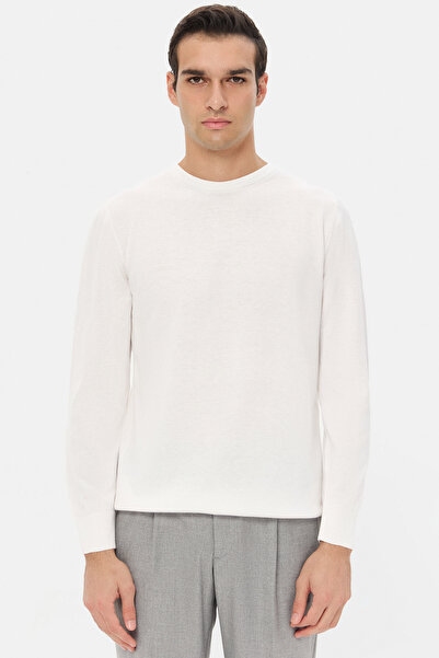 D'S Damat Ds Damat Regular Fit Ecru Plain Knit Sweater