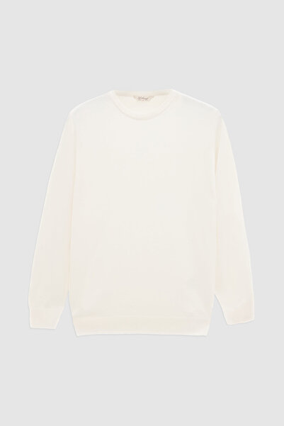 D'S Damat Ds Damat Regular Fit Ecru Plain Knit Sweater