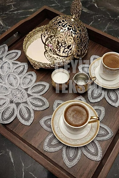 Çt Çeyizci Tekstil Sunumluk Peçete, Kokteyl Peçetesi, Kahve Yanı Sunumluk, Gri Bardak Altlığı 6 Adet Sunum Peçetesi