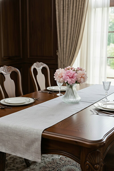 Finezza Linen Printed Cotton/Linen Silver Runner 40*140 cm - 682