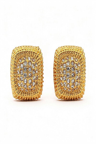 DEMOKAN أقراط نسائية خط مسنن إطار حجر الزركون 2 سم