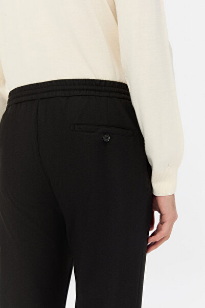 D'S Damat Ds Damat Regular Fit Black Gabardine Jogger Pants