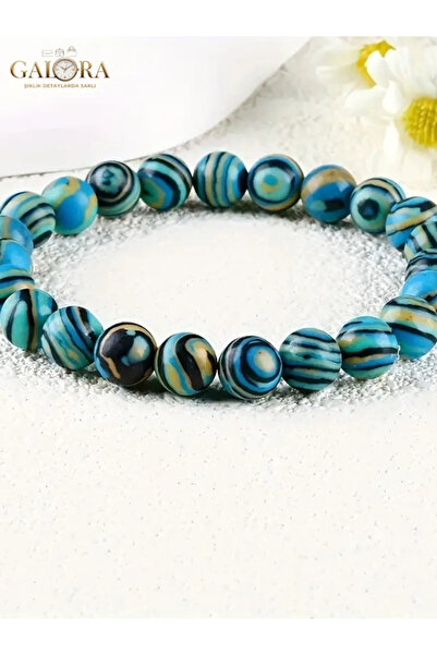 GALORA سوار من حجر المالاكيت الطبيعي - للجنسين، يناسب الشاكرا والأسلوب اليومي