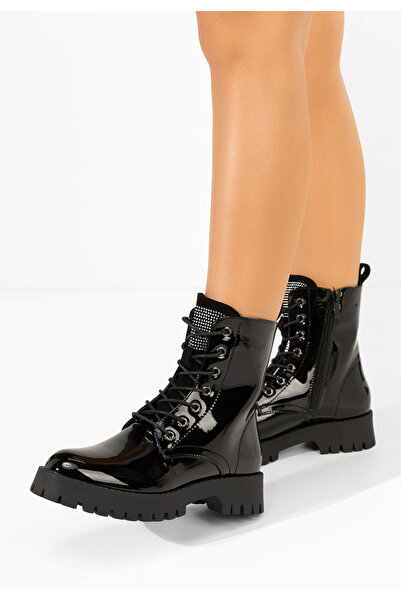 B T Shoes Bocanci lacuiti dama Claudine negri