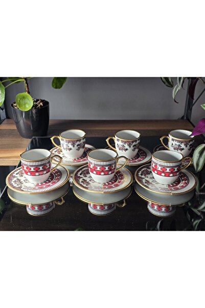 EMİRA HOME Apollo 6-Person Double Patterned Turkish Coffee Set