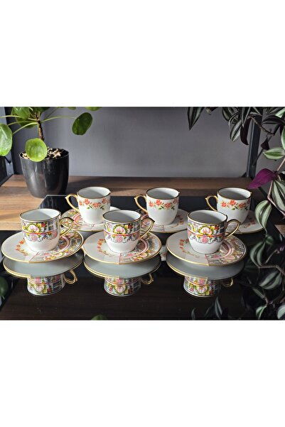 EMİRA HOME Rosa Turkish Coffee Cup Set for 6 People