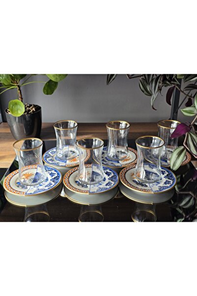 EMİRA HOME Hybrid-1 6-Person Double Patterned Tea Set