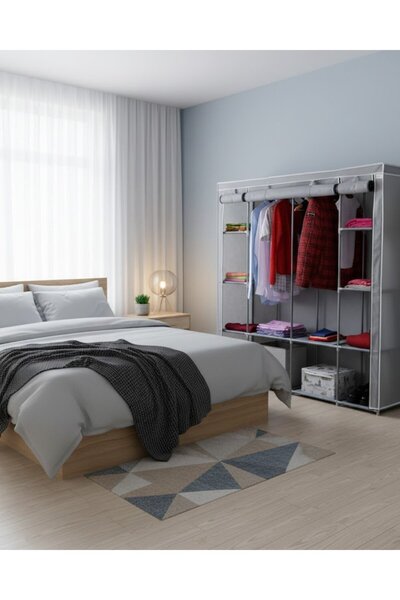 Reyo Prado Tokyo Çok Raflı Çelik Profilli Bez Dolap