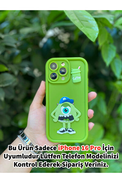 Merwish iPhone 16 Pro Uyumlu 3D Sevimli Canavar Figürlü Darbe Korumalı Siliko...