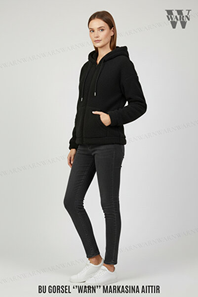 warn Плюшева тканина з довгими рукавами, капюшоном, кишенями-кенгуру, оверсайз, зимова