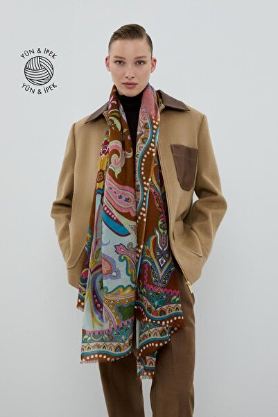 Roman Yün ve İpek Karışımlı Şal Standart Renk K2684102_089