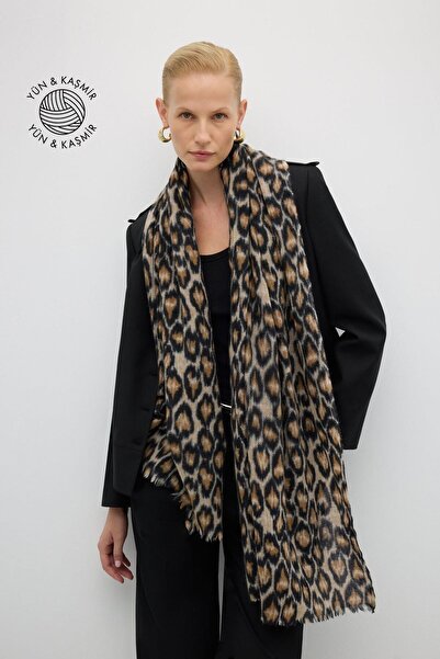 Roman Yün ve Kaşmir Leopar Desenli Şal Standart Renk K2684105_089