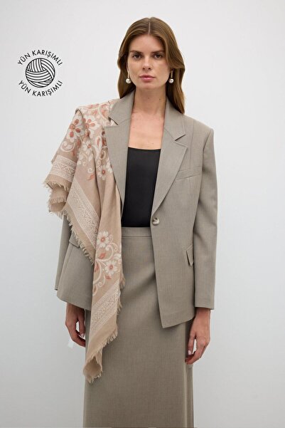 Roman Yün Karışımlı Desenli Şal Standart Renk K2684109_089