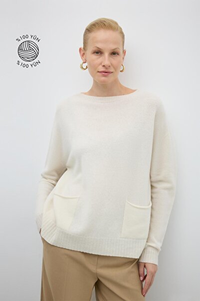 Roman %100 Yün Çift Cepli Triko Kum K2671021_066