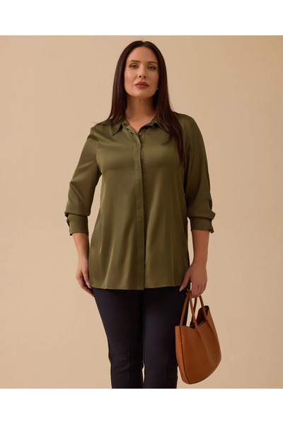 Gala-Xi Σατέν πουκάμισο με κουμπιά μεγάλου μεγέθους