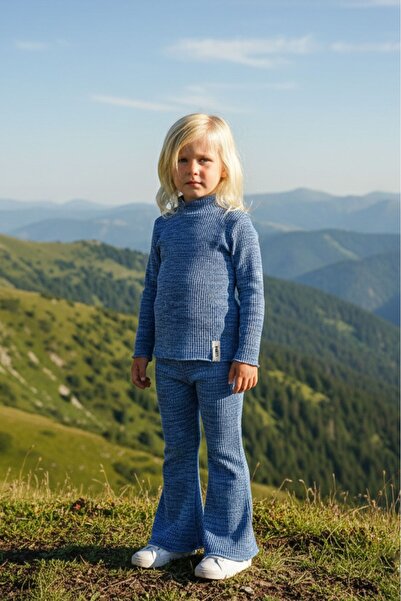 LUESS Set de bluză cu guler pescar din țesătură elastică pentru fete (2-3 ani 7-8 ani)