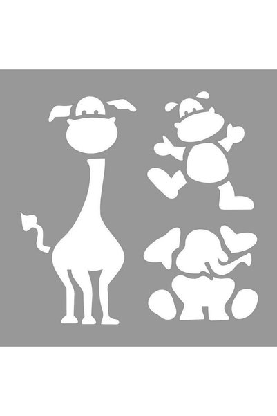 Artikel Safari Hayvanları Stencil Boyama şablonu 30x30 cm, Duvar Stencil, Fay...