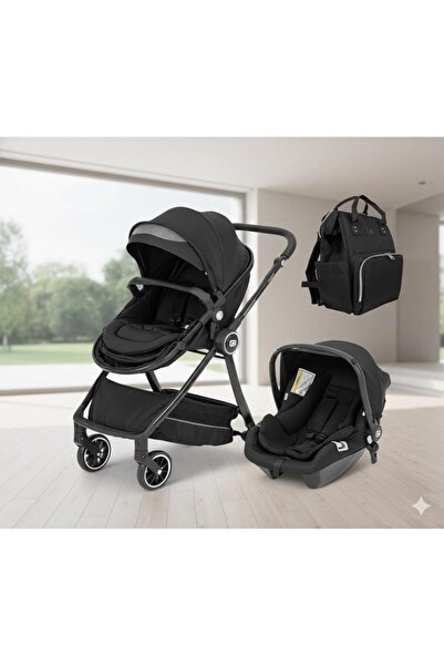 ÖYKÜ BEBEK DUNYASI 4'lü Set / Comfy Life Seyahat Sistem Bebek Arabası / Oto Koltuğu / Bebek Bakım Çantası / Yağmurluk