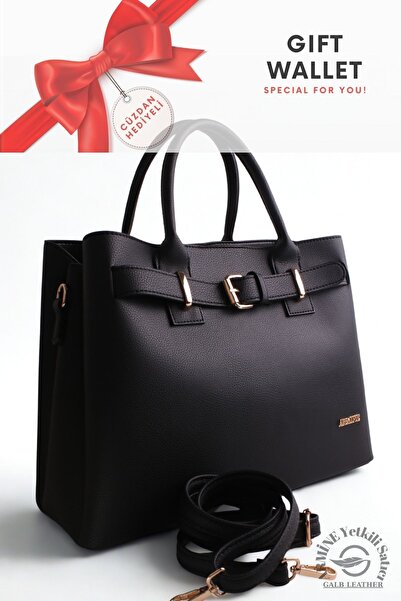 Armine حقيبة كتف نسائية أصلية عالية الجودة مناسبة للاستخدام اليومي باللون الأسود +1 395 حجم كبير جداً