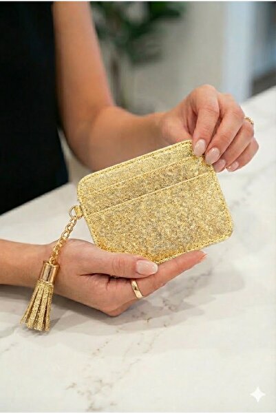 PurpleART Γυναικεία Μίνι θήκη για κάρτες με γκλίτερ και φούντες 8x10cm