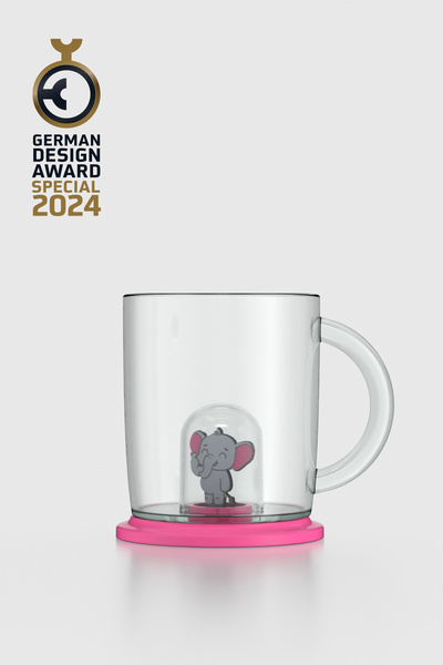 Renga Joy Elephant Figured 250 ml Tritan Cup with Handle 222053 Pink