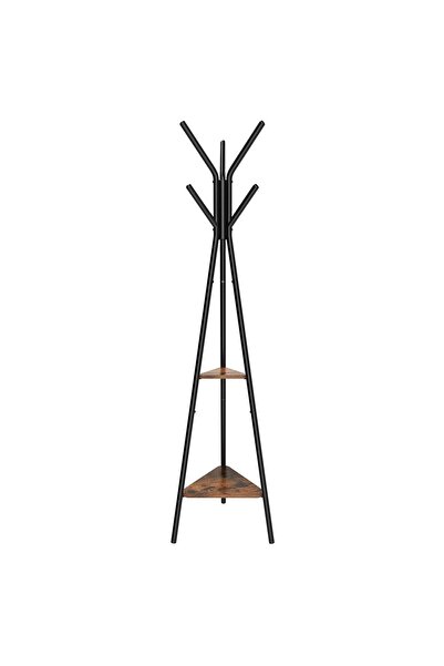 SONGMICS Cuier, Songmics, 6 carlige, 2 rafturi, metal, negru, 49x49x179 cm