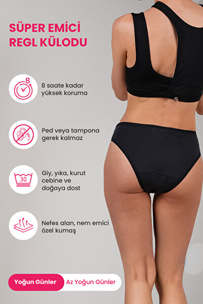 PEDDON Pachet de 3 chiloți Jenny, super absorbant și ultra-higienic, rezistent la scurgeri, pentru perioada lungă de menstruație