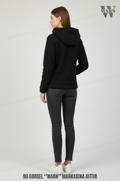 warn Плюшева тканина з довгими рукавами, капюшоном, кишенями-кенгуру, оверсайз, зимова