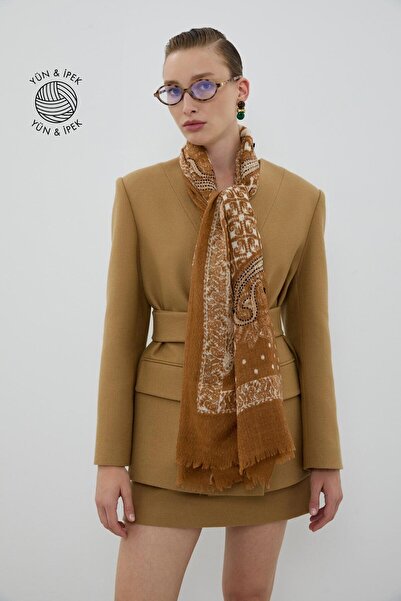 Roman Yün ve İpek Karışımlı Şal Standart Renk K2684101_089