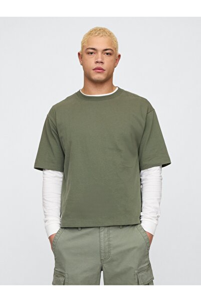 GAP Erkek Haki VintageSoft Boxy T-Shirt