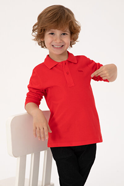 U.S. Polo Assn. Erkek Çocuk Kırmızı Basic Polo Yaka Sweatshirt 50313790-VR030