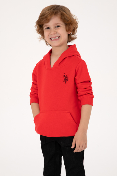 U.S. Polo Assn. Erkek Çocuk Kırmızı Basic Kapüşonlu Sweatshirt 50313980-VR030