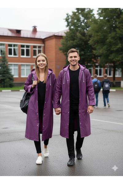 İMEXTECH Unisex Purple Eva Fabric Water Windproof Raincoat