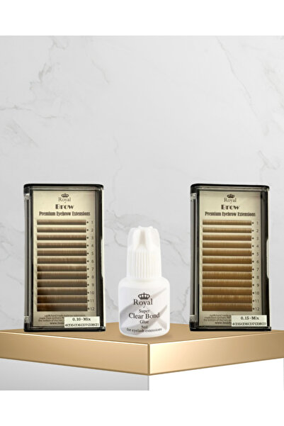 Royal Kit Extensii Sprâncene – Medium Brown 0.10 + Light Brown 0.15 + Adeziv Clear