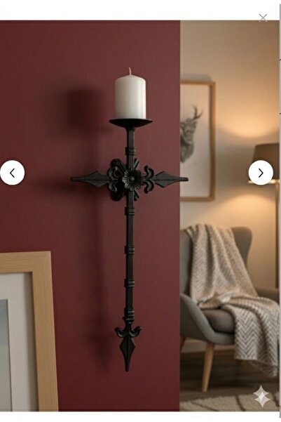 Samsun Demsa Demir Ferforje Mızrak Uçlu Fener Tutucu Duvar Mumluk