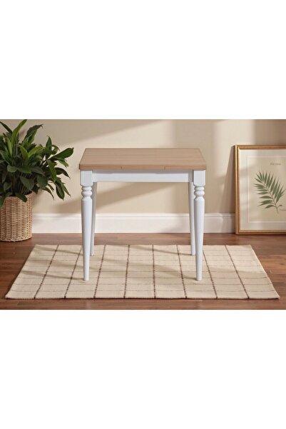 Vivense VERA ÇİZİLMEZ AÇILIR MUTFAK MASASI, MEŞE, BEYAZ, 70X80