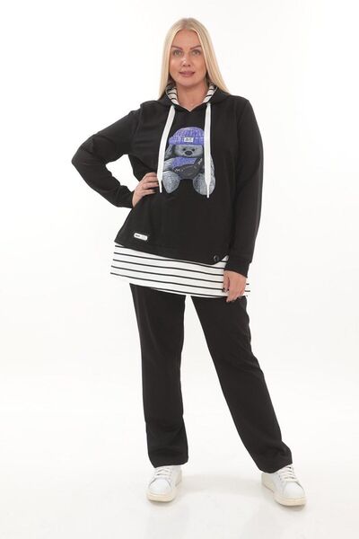 MAG FASHİON Costum de mărime mare cu glugă Pantaloni de mărime mare Swit Desi...