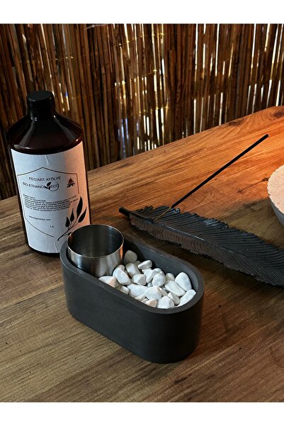 FEG´ART ATÖLYE Bio-Fire v1 (siyah) Masaüstü Şömine + Tüy Tütsülük + 1 lt Yakı...