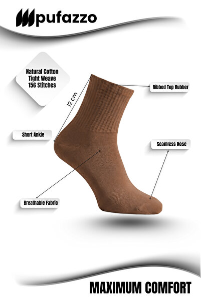 PUFAZZO Women's Short Socks Sports Socks Set of 6 - Natural Cotton, Stitch-Free , Tennis, College, Caramel Sports Socks