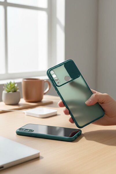 batuteknoloji Huawei Y9 Prime 2019 Kamera Korumalı Sürgülü Lensi Silikon Kılıf