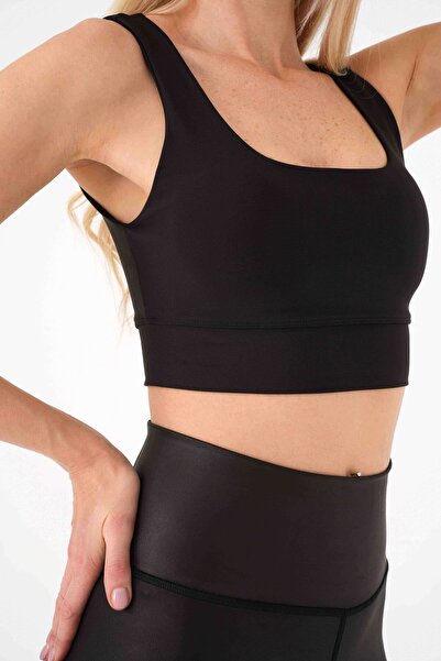 4upower Sutien sport negru simplu – cu bandă largă
