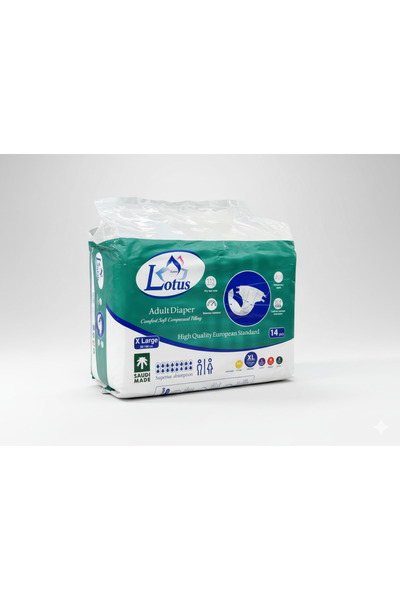 Zahrat Lotus حفاضات لوتس فلاور للبالغين، عبوة كبيرة جدًا (عبوة من 4 × 14)